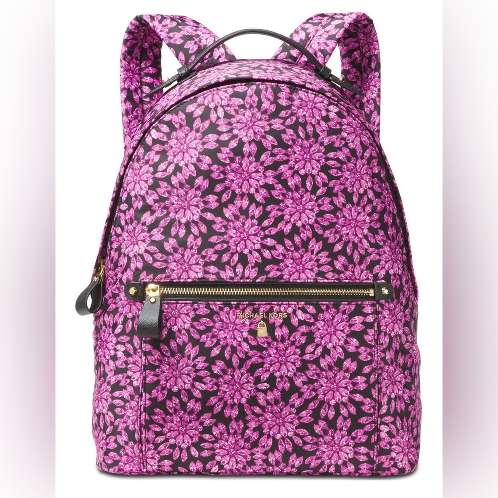 Michael Kors Pink Floral Pattern Backpack